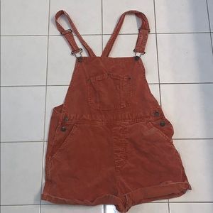 Trendy Orange Short Overalls - Size M